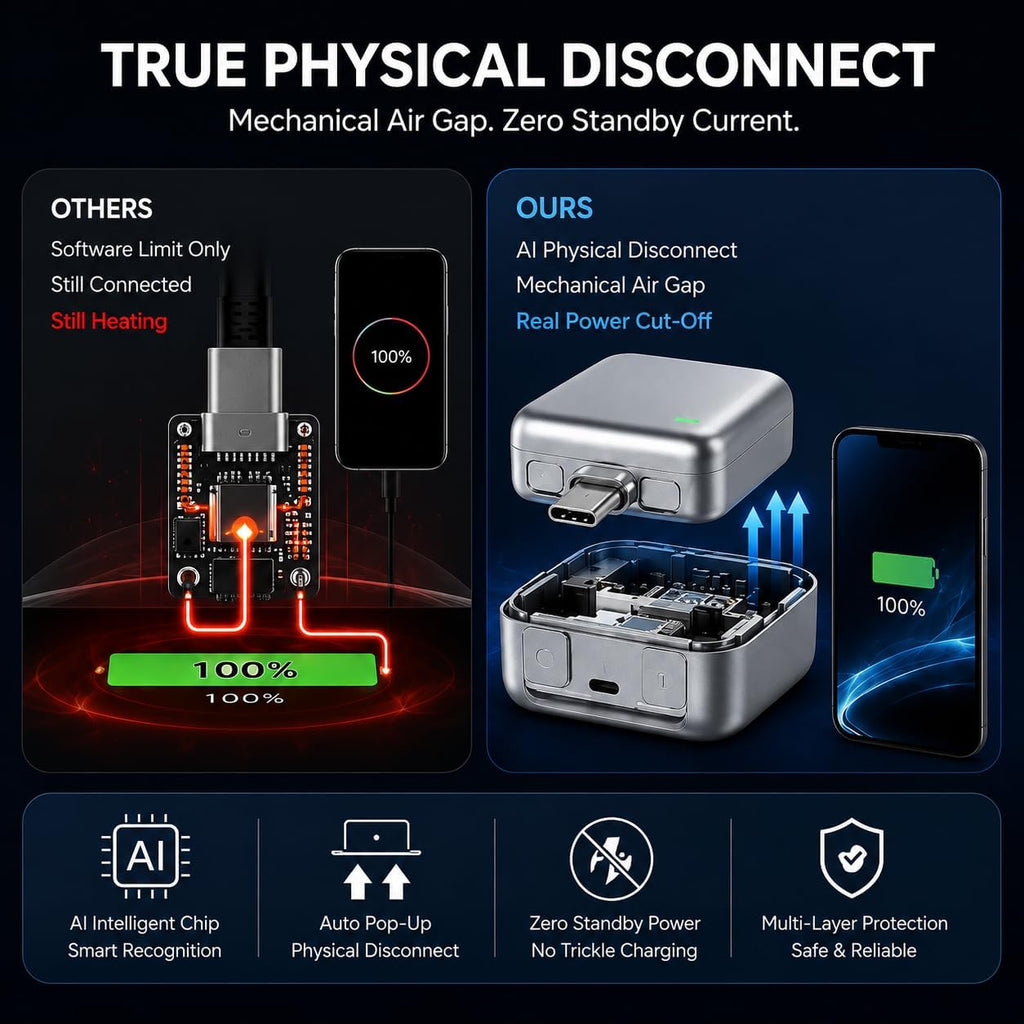 Smart Auto Stop Charging Adapter with USB-C Cable