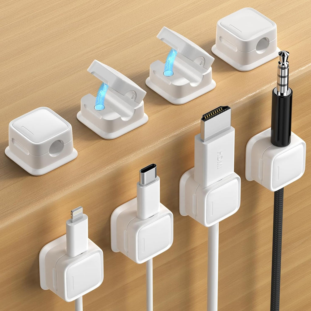 Magnetic Cable Organizer Clips – 6 Pack Desk Cord Holder
