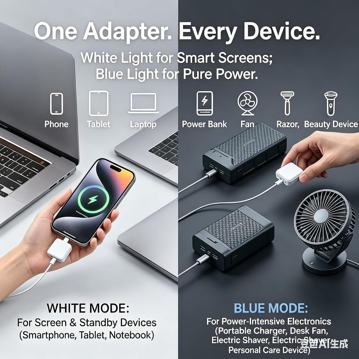 Smart Auto Stop Charging Adapter with USB-C Cable