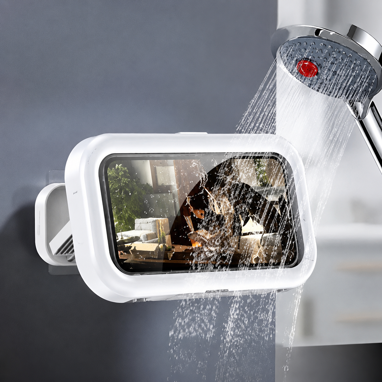 360° Waterproof Shower Phone Holder – Touch Screen Wall Mount for Bathroom & Kitchen
