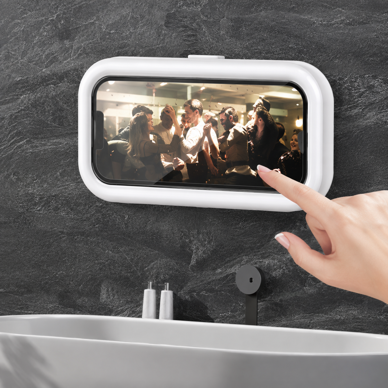 360° Waterproof Shower Phone Holder – Touch Screen Wall Mount for Bathroom & Kitchen