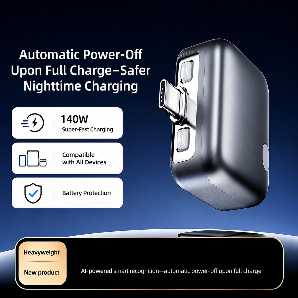 Smart Auto Stop Charging Adapter with USB-C Cable