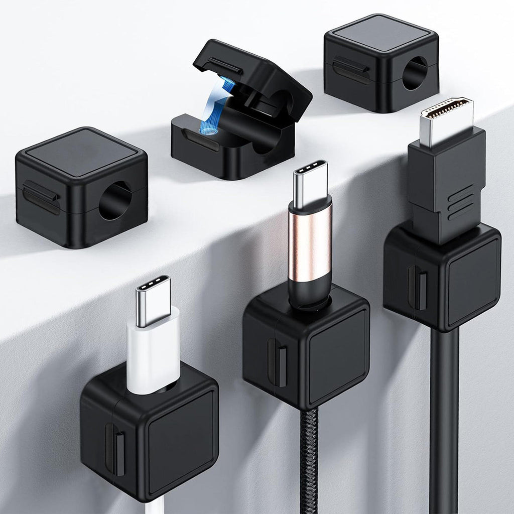 Magnetic Cable Organizer Clips – 6 Pack Desk Cord Holder